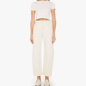 MOTHER Wide Leg Jeans in Natural Off-White/Cream Size 26